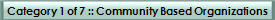 Category 1 of 7 :: Community Based Organizations